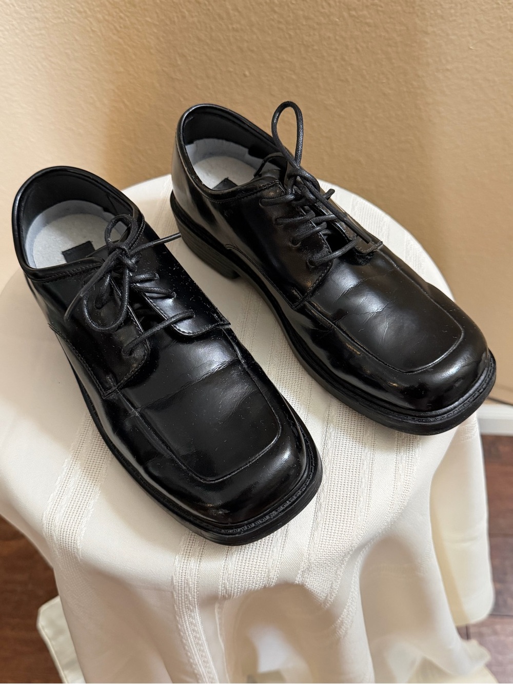 Boys' Classic Black Lace-Up Dress Shoes